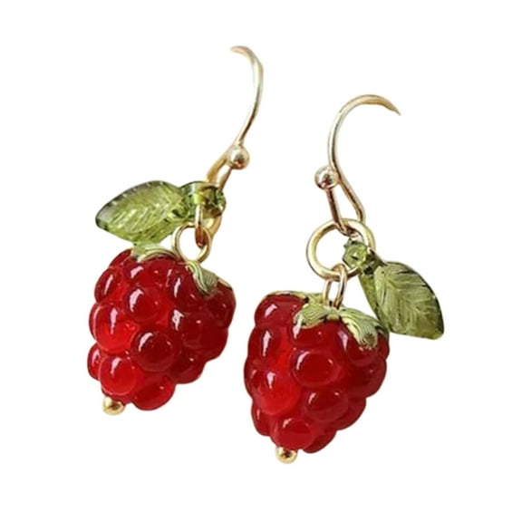 HUANLEDASH 1 Pair Women Earrings Raspberry Artificial Crystal Tassel Hanging Earrings Fruit Hook Earrings Prom Party Dating Ear Jewelry