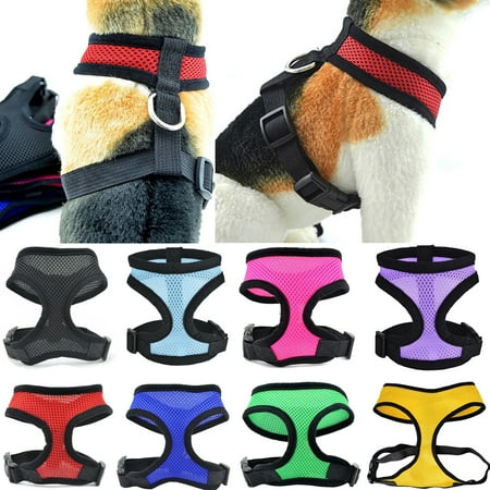 Walbest Soft Mesh Dog Puppy Walk Collar Harness No Choke Over-The-Head Breathable Adjustable Pet Control Chest Belt and Quick-Release Buckle