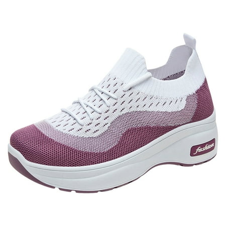 QYZEU White Canvas Sneakers for Women Flip Flops with Arch Support Spring Shoes Walking Casual Breathable Slip On Casual Sports Shoes Women s Duel Casual Shoes Purple 40