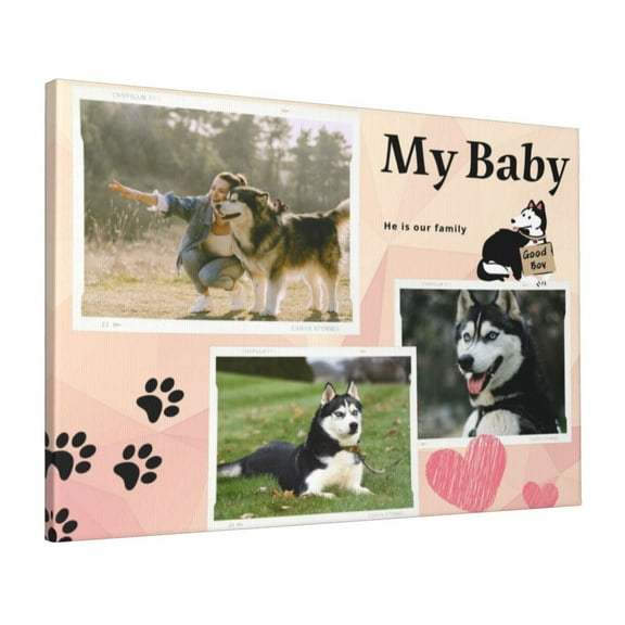 Custom Canvas Prints Warm Dog Pet Personalized Photo Image Collage DIY Framed Kit Wall Art Picture Room Decor 16x20 inch