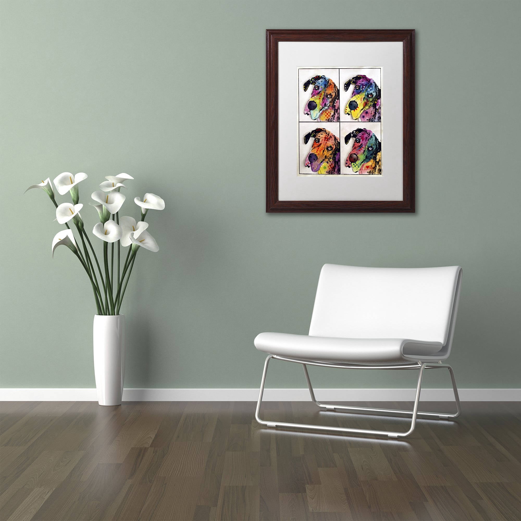 Trademark Fine Art "4 Danes" Canvas Art by Dean Russo, White Matte, Wood Frame