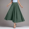 thumbnail image 2 of HXWCHs Ladies Girls Solid Color Elastic Waist Long Flowing Bosimi Casual Maxi Skirt Green M/85, 2 of 8
