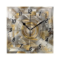 Abstract Silver Geometric Wall Clock Battery Operated Silent Non-Ticking Bedroom Office Kitchen Home School Decor 7.8"(Black)