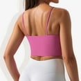 thumbnail image 3 of Women's Scoop Neck Stretchy Cropped Sports Athletic Bra-Medium, Fuchsia, 3 of 6