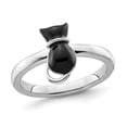 thumbnail image 1 of Sterling Silver Black Enameled Cat Ring, 1 of 5