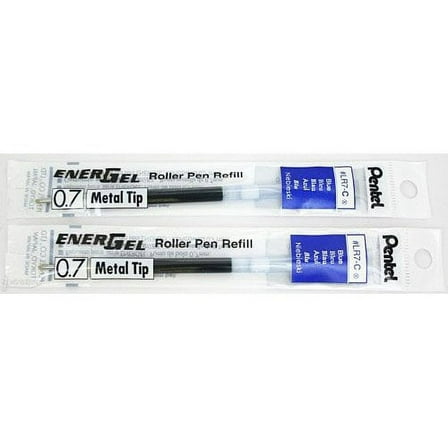 Pentel Energel #Lr7-c Blue Refill Gel Ink Metal Tip 0.7 Mm 2 Refills