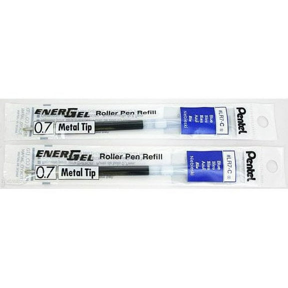 Pentel Energel #Lr7-c Blue Refill Gel Ink Metal Tip 0.7 Mm 2 Refills