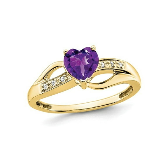 5/8 Carat (Ctw) Amethyst Heart Promise Ring in 10K Yellow Gold