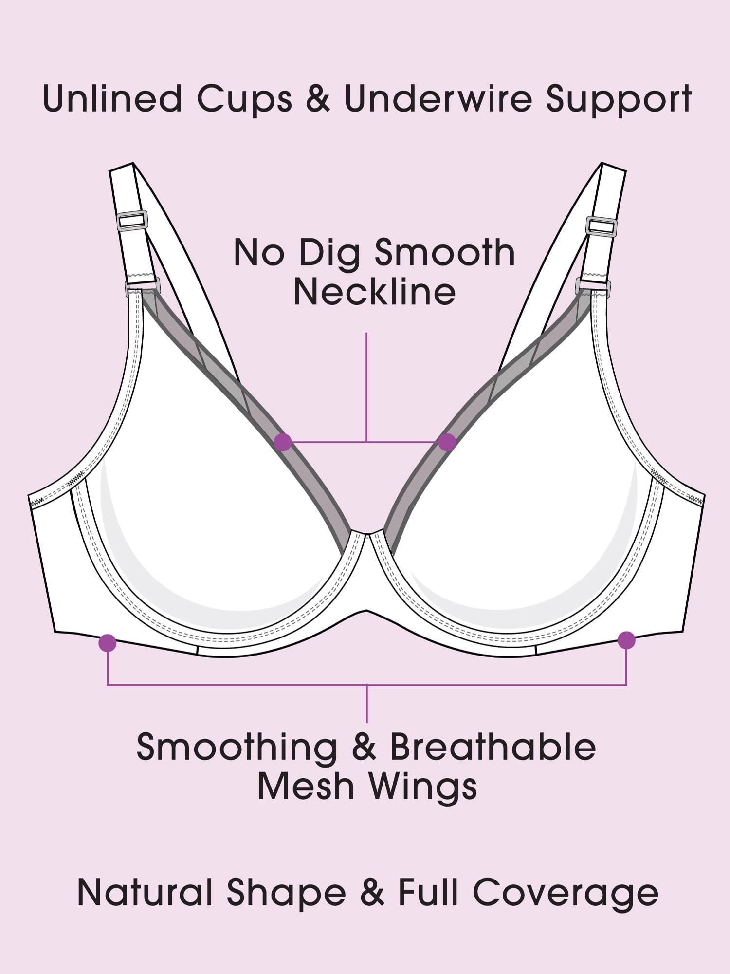 Fit for Me by Fruit of the Loom Women's Unlined Underwire Bra, Style FT967, Sizes 38D to 42H