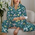 thumbnail image 4 of Goofa Floral Printed Women’s 2 Piece Pajama Set Super,Pajamas Women's Long Sleeve Sleepwear Soft Button Down Loungewear Pjs Lounge Set Nightwear-Large, 4 of 9