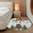 thumbnail image 2 of Christmas Round Area Rug 7Ft Washable Circle Rugs for Dorm Laundry Room, Winter Green Pine Trees Maple Leave Xmas Balls Non-Slip Carpet Floor Mats Indoor Outdoor Carpet Runner Aesthetic Home Decor, 2 of 8