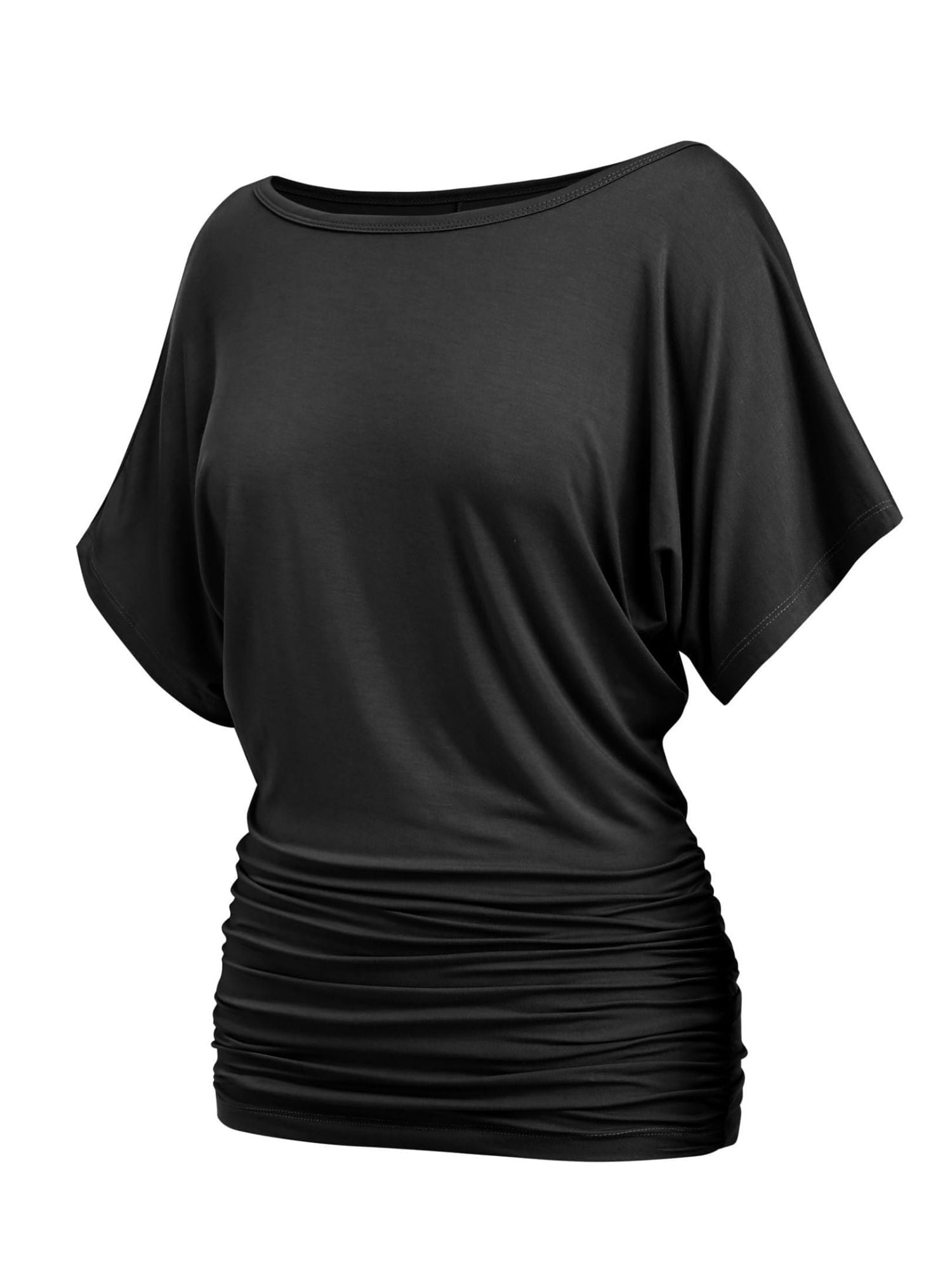Womens Casual T Shirts Dolman Top Breathable Basic Short Sleeve Shirts Boat Neck Ruched Tops Summer Lightweight Clothes