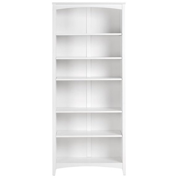 Pemberly Row 72" Shaker Style Solid Wood Bookcase in White Finish