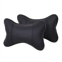 Topvent 1Pc Black Car Seat Head Neck Rest Leather Support Cushion Pad Headrest Bone(Black)