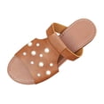 thumbnail image 2 of Women's Flat Slide Sandals Pearl Embellished Crisscross Strap, Open Toe Slip-On Casual Summer Slides Brown 37, 2 of 9