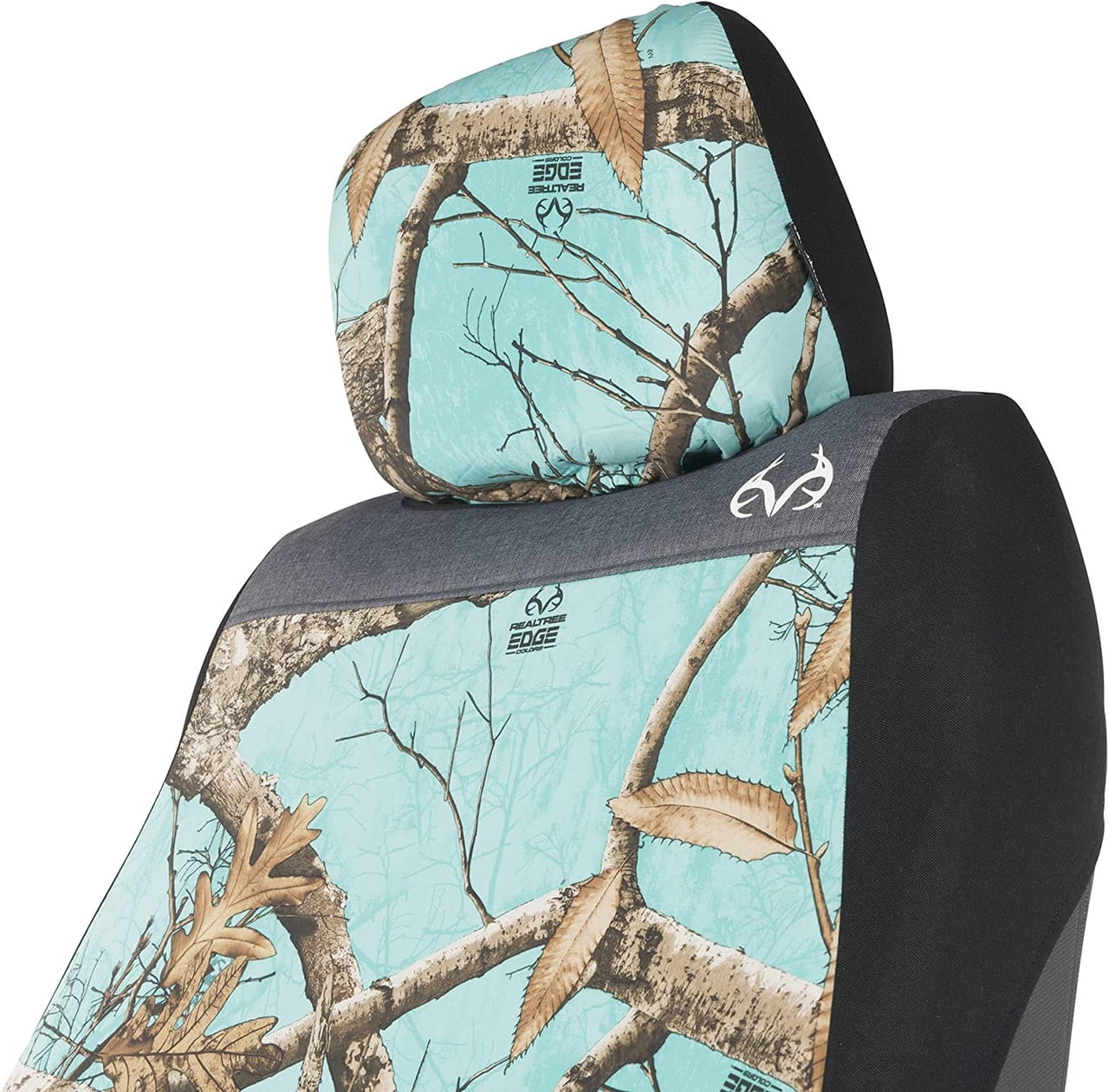 Realtree Edge Mint Camo Universal Low Back Bucket 2-PC Seat Cover set for Cars, Trucks and SUVs