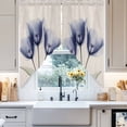 thumbnail image 4 of Retro Spring Swag Curtain Valance for Windows, Blue Tulip Flower Leaf Beige Window Treatments Short Swag Topper for Kitchen Windows Bathroom Bedroom, 36"x45", 4 of 8