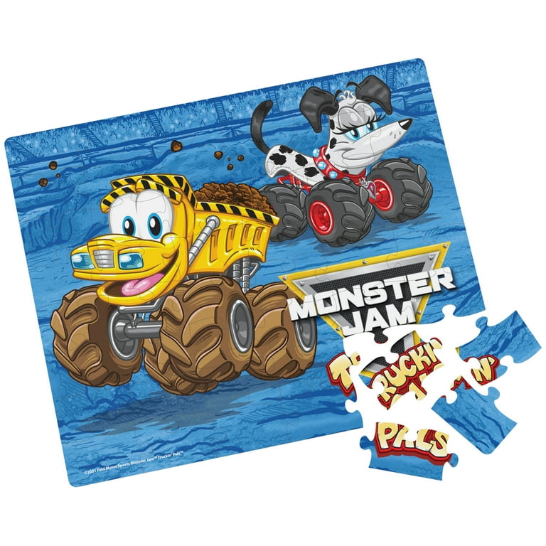 Monster Jam, Truckin’ Pals 48-Piece Jigsaw Puzzle in Lunch Box Tin Monster  Truck Sensory Toy for Toy Box Cool Stuff Kids Puzzles, for Kids Ages 4 and