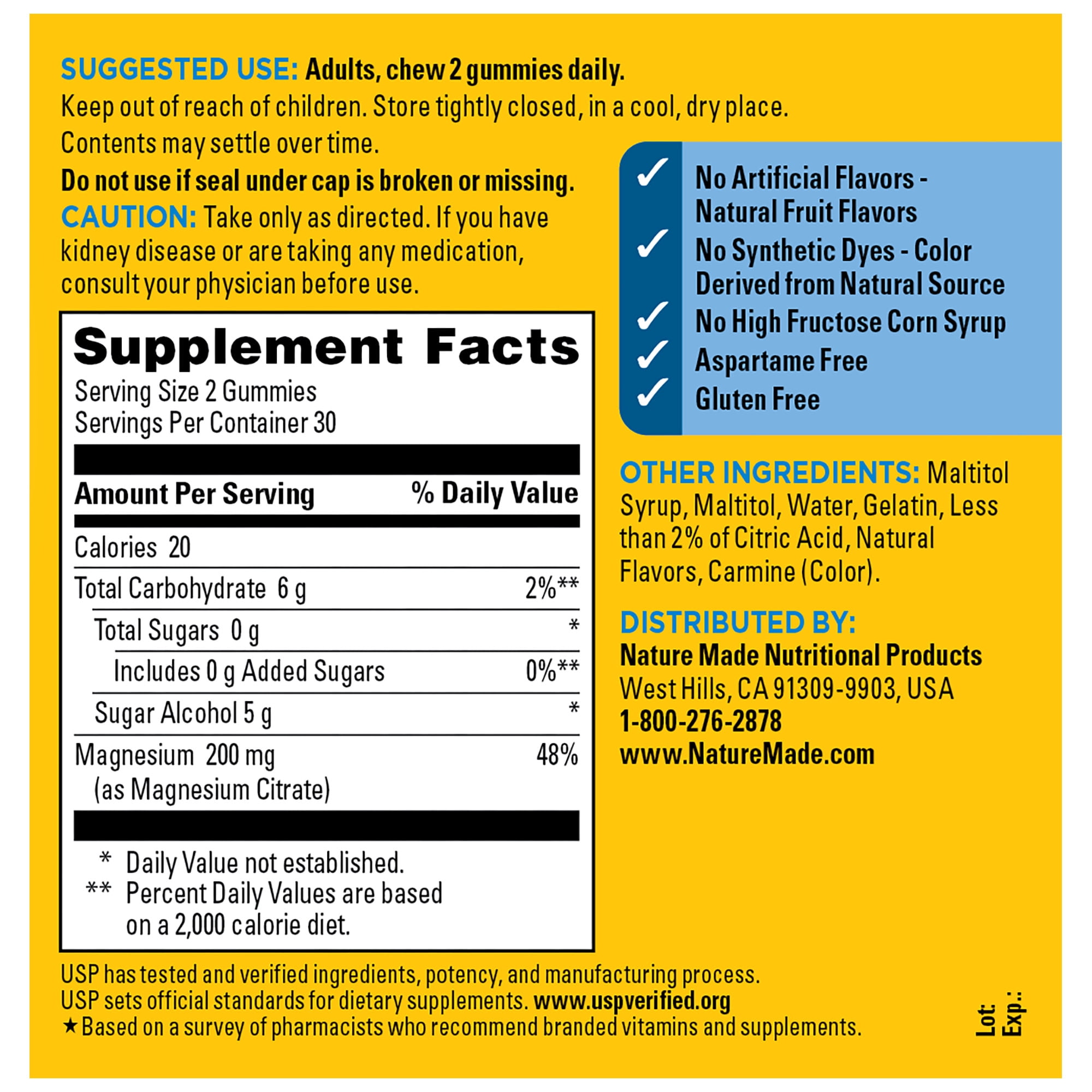 (3 pack) Nature Made Zero Sugar Magnesium Citrate Gummies, Sugar Free Gummies, 60 Count