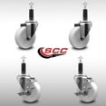 thumbnail image 2 of 4 Inch SS Nylon Wheel Swivel 1 Inch Expanding Stem Caster Set 2 Brakes SCC, 2 of 2