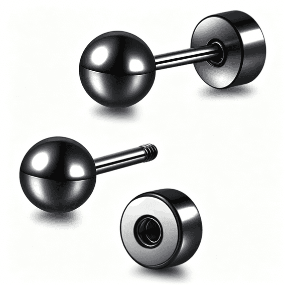 DESIGNICE Hypoallergenic Titanium Screw Back Flat Back Ball Stud Earrings 3Mm-5Mm Simple Classic Stud Earrings for Women Men Sensitive Ears