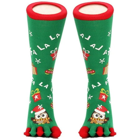 

QILINXUAN Women Christmas Toe Socks Xmas Festive Printed Warm Thigh Knee Length Toe Socks