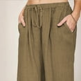 thumbnail image 2 of Zoeecloth Womens Plus Size Linen Pants Casual Straight Leg Drawstring Elastic High Waist Loose Comfy Trousers with Pockets S-XXXL, 2 of 8