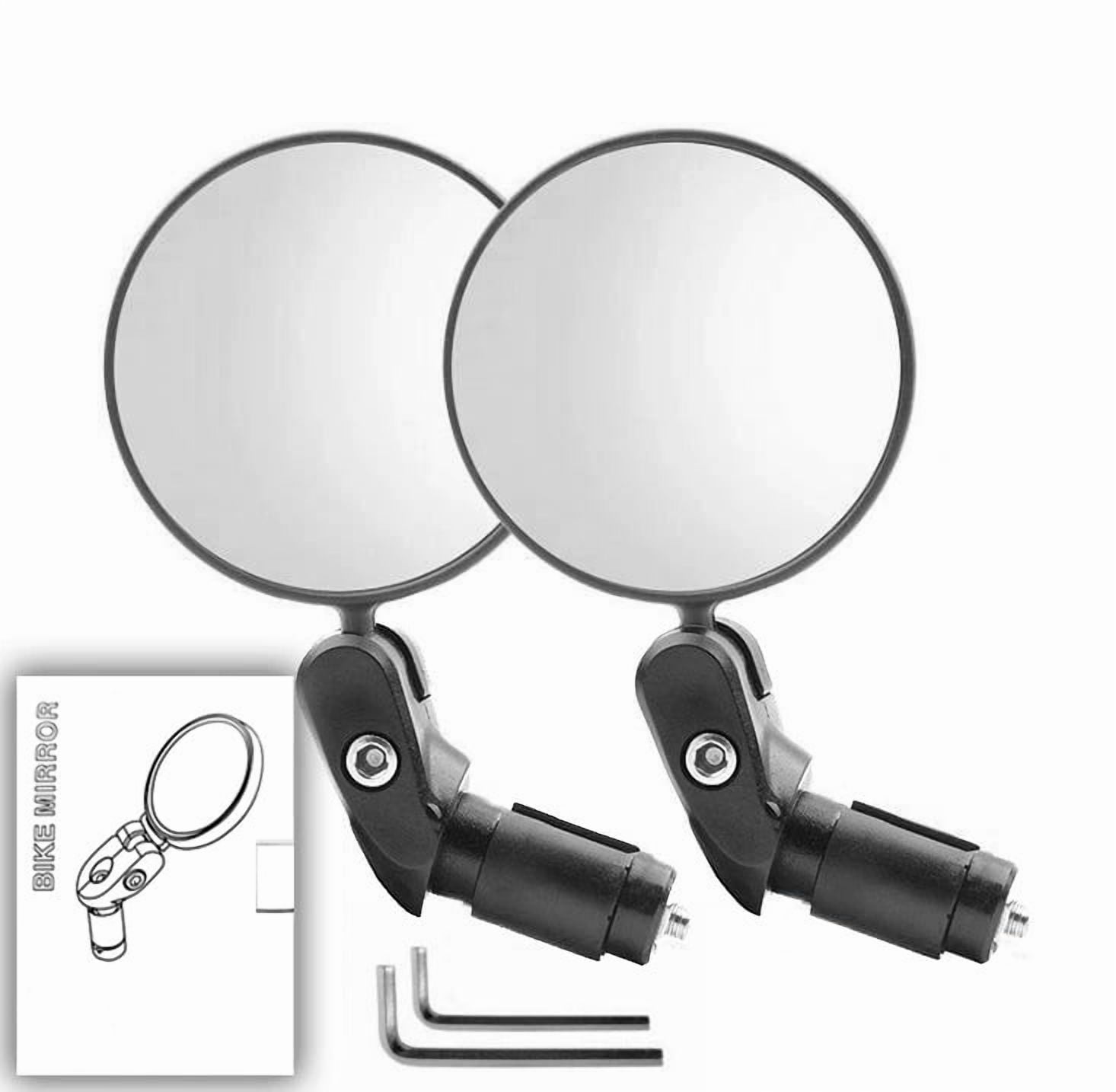 Bike Handlebar Rearview Mirrors, 2-Pack 360° Adjustable Bicycle Safety Mirrors for Road & Mountain Bikes