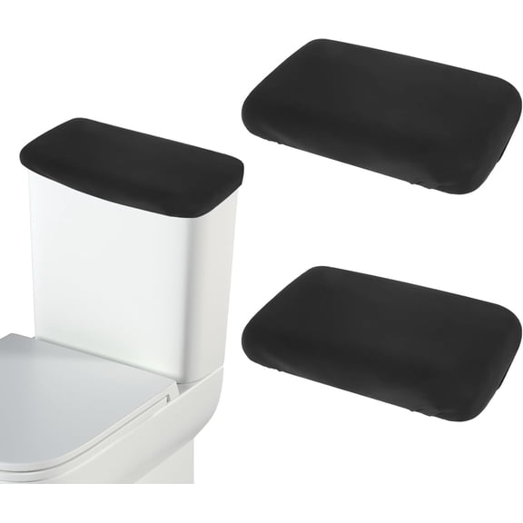 Toilet Tank Cover, Universal Toilet Lid Cover, Absorbent Washable Replacement Stretch Elastic Protector with Elastic Bottom for Bathroom Decor (Black)