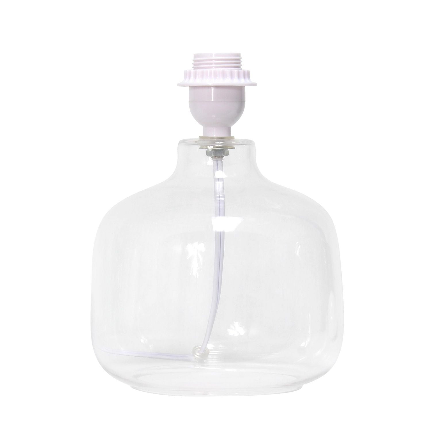 Simple Designs  Glass Table Lamp with Fabric Shade, Clear with Gray Shade