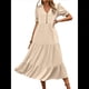 thumbnail image 3 of Vestido Informal de Verano para Mujer, con Volantes, Corta, Cuello en V, Botones, Estilo Bohemio, para Playa, Corte en A, Fluido, con Albaricoque S, 3 of 10