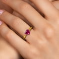thumbnail image 5 of Gem Stone King 14K Two Tone Gold Red Created Ruby Solitaire Engagement Ring for Women | 1.70 Cttw | Heart Shape 8MM | Gemstone July Birthstone | Size 7, 5 of 7