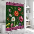 thumbnail image 6 of Spring Flowers Shower Curtain, Waterproof Shower Curtains for Bathroom, Purple Boho Farmhouse Botanical Florals Washable Fabric Bathtub Curtain Set Bath Decor with 12 Hooks Extra Long 72"x96", 6 of 8