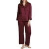 Miss Elaine Pajama Set - Women's Satin PJ Set, Elastic Waist and Button Up Top, Sleepwear and Loungewear for Women, XL