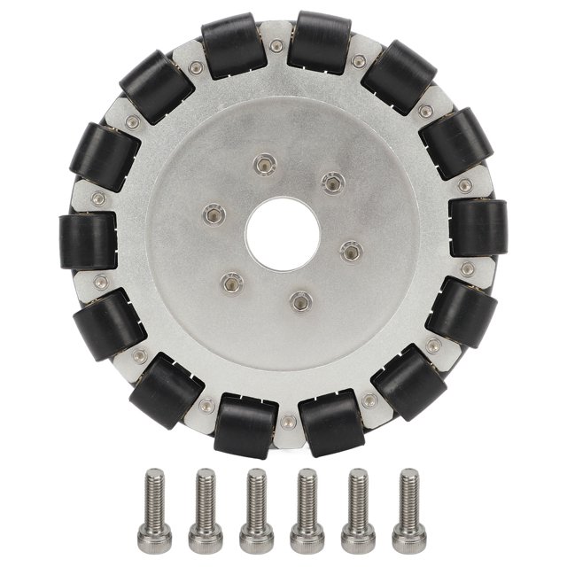 152 mm de aleación de caucho y aluminio de ruedas completas 360 grados robot móvil de rotación de ruedas dobles actualizado en negro y plata