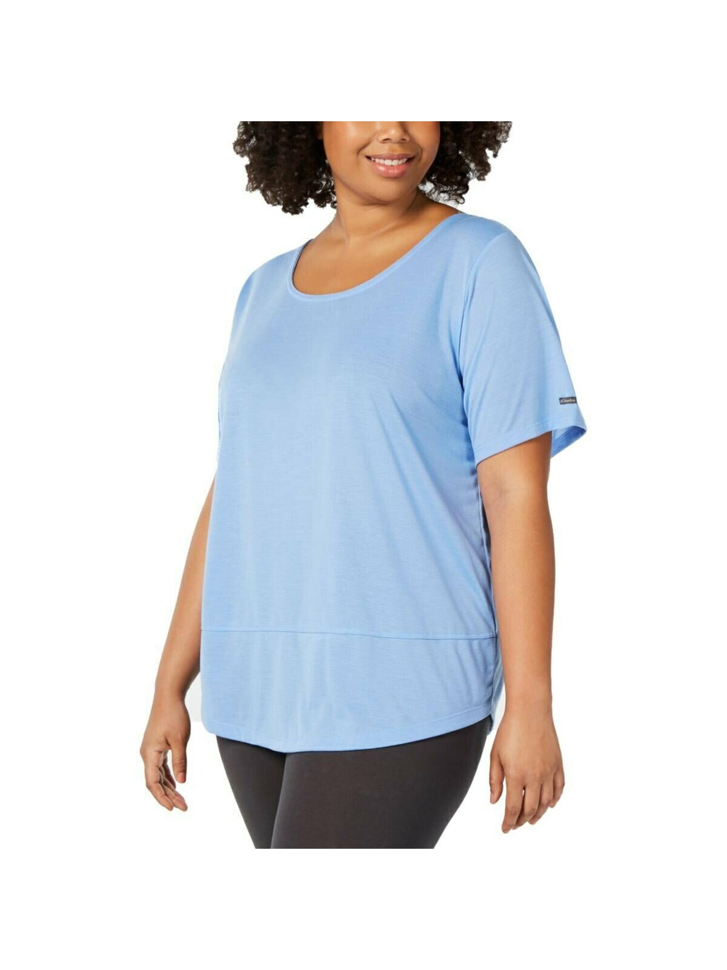 COLUMBIA Womens Light Blue Short Sleeve T-Shirt Active Wear Top Plus ...