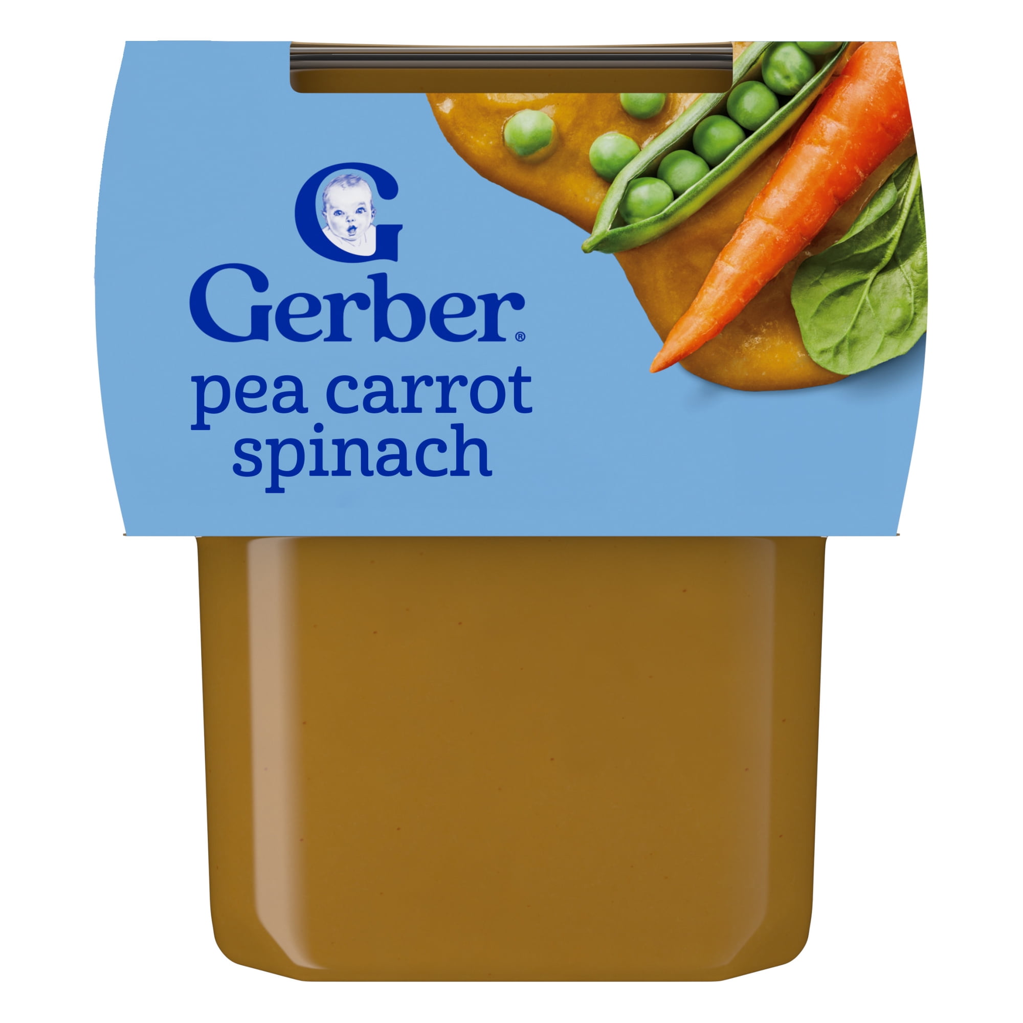 Gerber 2nd Foods Natural for Baby Veggie Power Baby Food, Pea Carrot Spinach, 4 oz Tubs (2 Pack)
