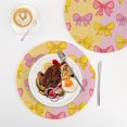 thumbnail image 4 of 3PCS Trivet Mats 15 Inch Round Heat-Resistant Pot Holders Hot Pads Table Decor Yellow and Pink Bows, 4 of 6