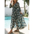thumbnail image 4 of Asyoly Womens Dresses Casual Boho Floral Deep V Neck Long Sleeve Evening Dress Cocktail Party Maxi Wedding Dresses, 4 of 7