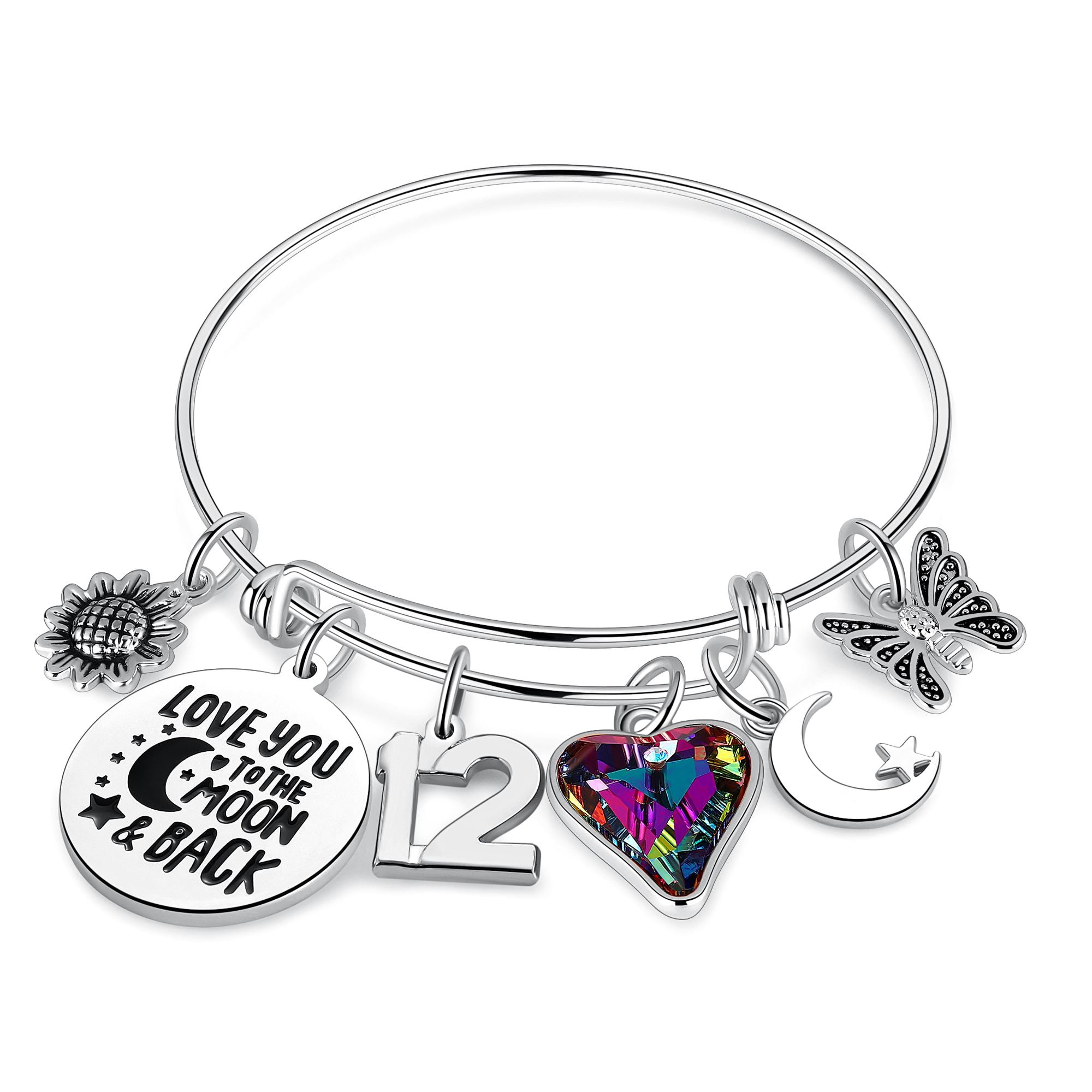 Silver Star Bracelet Birthday Gift Present Auntie *CHOOSE AGE* Jewellery Box 