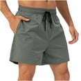 thumbnail image 2 of asjyhkr Mens Quick Drying Shorts Drawstring Elastic Waist Gym Shorts with Pockets Workout Basketball Shorts, 2 of 5