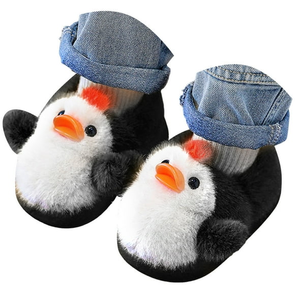 Ccpelsie Kids Slippers Toddler Girls Boys Soft Plush House Slippers Cute Cartoon Design Winter Comfy Warm Non-slip Indoor Outdoor Shoes(A01-Black,2.5-3 Years)