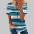 thumbnail image 1 of Hauts d'Été Grande Taille pour Femmes Mode Décontractée Confortable Col en V Zip Imprimé Manches Courtes Blouse T-Shirt Col en V Femmes en Solde, 1 of 5