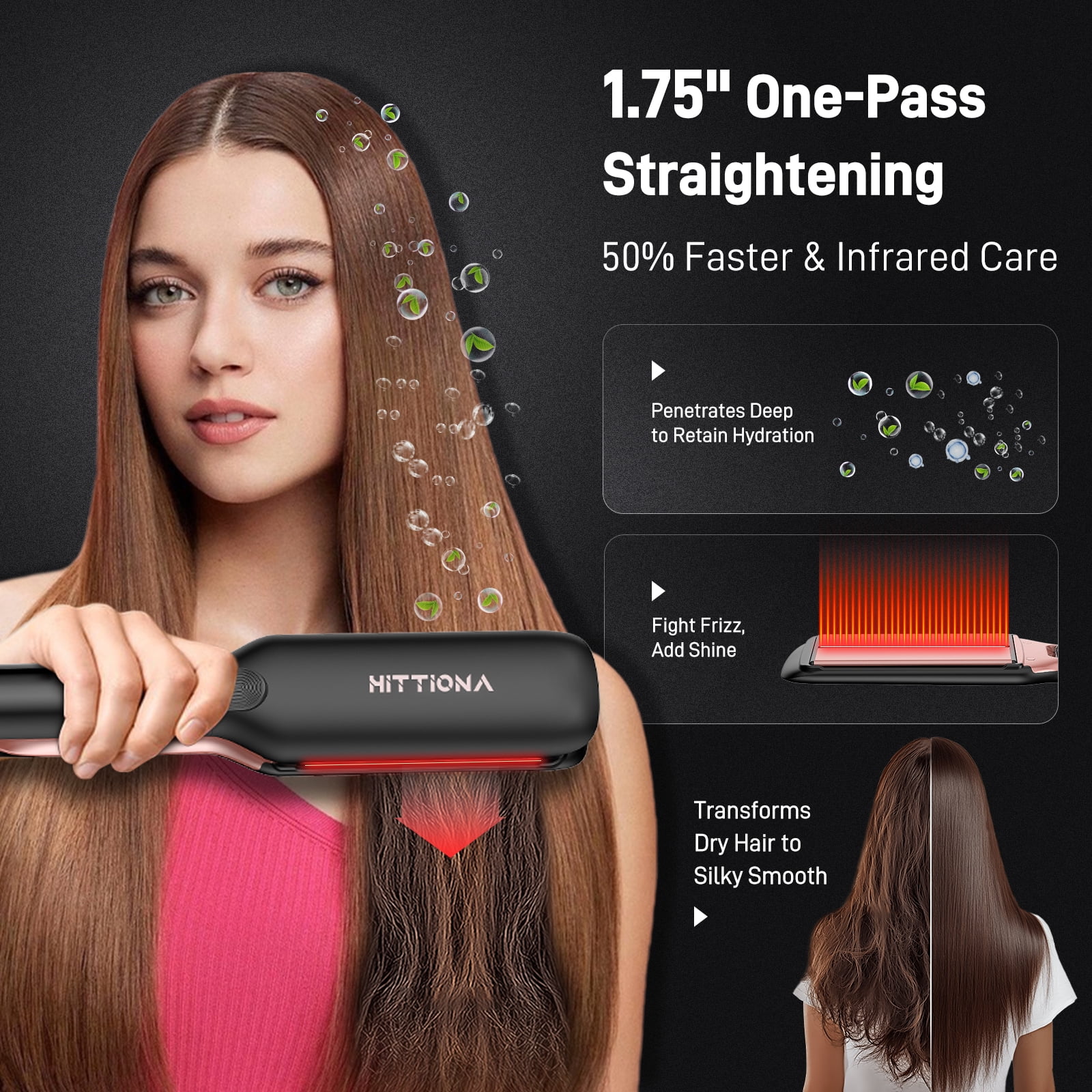 1.75" Ceramic Infrared Ionic Flat Iron Hair Straightener