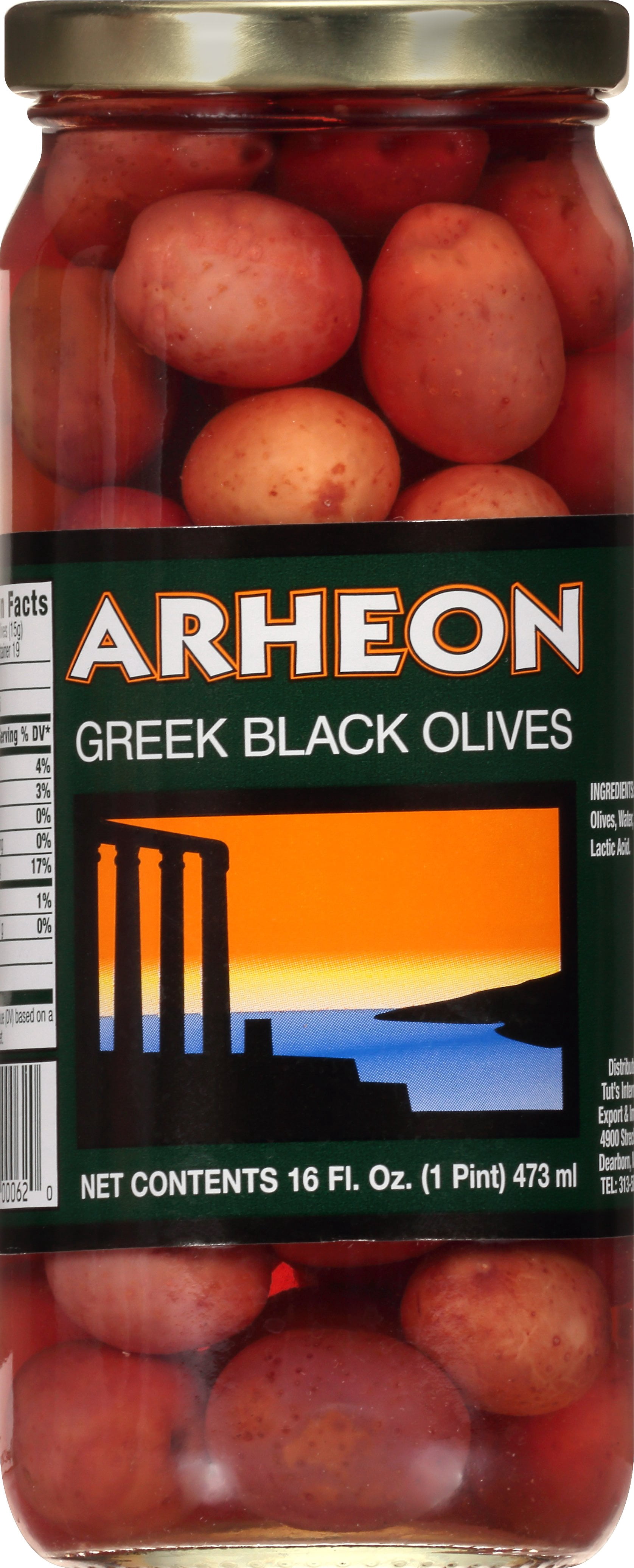 Arheon Greek Black Olives, 16 fl oz
