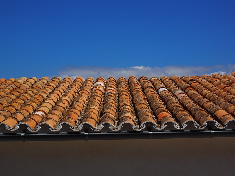 Canvas Print Roof Roofing Flat Roof Red House Roof Tile Stretched