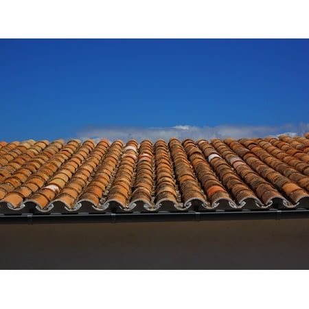 Canvas Print Roof Roofing Flat Roof Red House Roof Tile Stretched Canvas 32 x