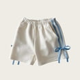 thumbnail image 5 of BRGZLK Toddler Baby Girl Summer Shorts Color Block High Waist Soft Comfortable Bow Going Out Casual Sport Shorts for Daily White 4-5 Years, 5 of 5