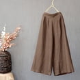 thumbnail image 2 of Bibifish Womens Pazzlo Pants Solid Color Cotton Linen Loose High Waisted Elastic Waist Plus Size Casual Soft Daily Wear Trousers, 2 of 7