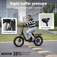 thumbnail image 6 of 750W 1200W Folding Electric Bike for Adults, 48V 10Ah Removable Battery, 16" Fat Tire Ebike, Dual Disc Brakes & Front Suspension, UL 2849, White, 6 of 10